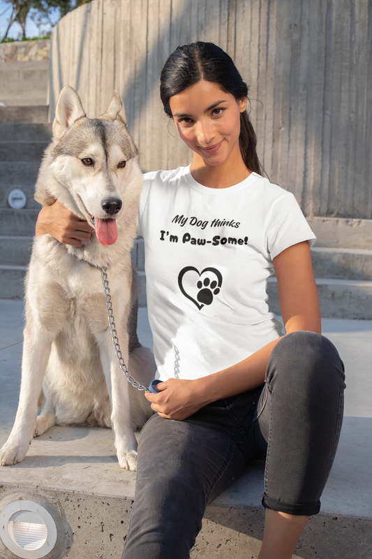My Dog Thinks I'm Paw-some!" Unisex Heavy Blend™ Hooded Sweatshirt
