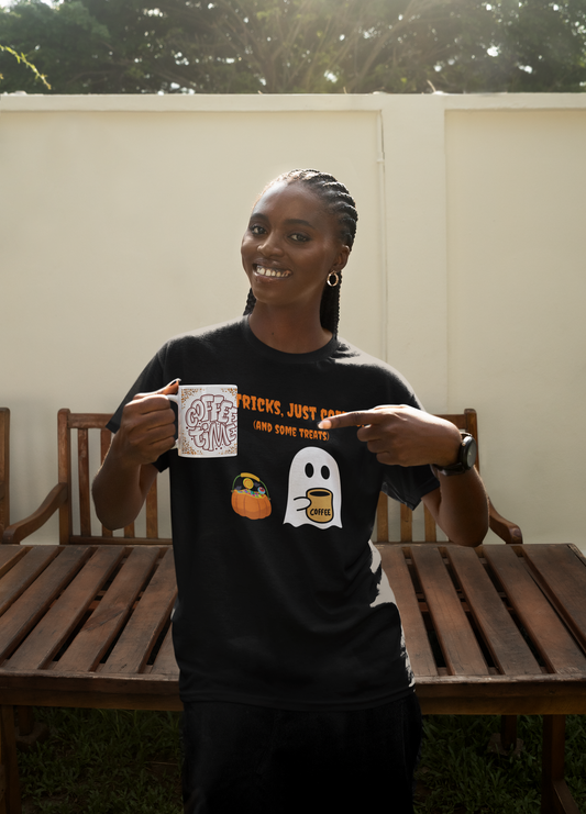 "No Tricks, Just Coffee (and some treats) Unisex Softstyle T-Shirt